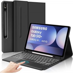 ChenQuanSarl-Clavier Avec Trackpad Pour Samsung Tab S9 Fe+ Plus/S10+/S10 Plus 12.4""2024,Azerty Français Clavier Rétroéclairé Détachable Avec Trackpad Pour Samsung Tab S10+/S9 Fe+ 12.4"",Noir - Neuf