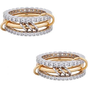 Kahfl-Bagues Empilables Pour Femmes Lot De 2 Bagues En Oxyde De Zirconium Bagues Multi Maillons En Argent Et Or Bagues Connectées Avec Strass Bague Délicate Pour Amoureux Bijoux Cadeaux 3mm - Neuf