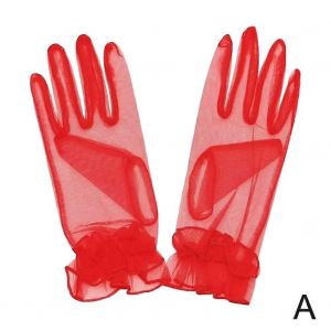 Gaze Transparente Dentelle Gants Ultra Mince De Mariage Gants De Maille Dames - Neuf