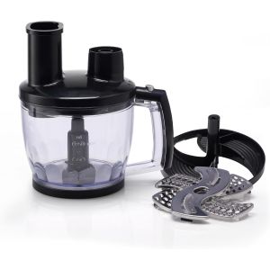 PREMIUMLine Hachoir &Eacute;lectrique Accessoire pour Mixeur Plongeant MP94, Mini Hachoir 1250ml avec Lame Universelle, R&acirc;pe Fine, R&acirc;pe Grosse & Disque Trancheur - Neuf