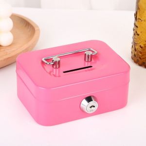 Coffre-fort verrouillable avec clé,coffre-fort Portable en métal,petite boîte de verrouillage de sécurité,boîtes à monnaie robustes pour enfants - Type pink - Neuf