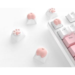 Mignon Cat Paws and Butts 4 Packs Novelty Keycaps Set, PBT et matériaux en Caoutchouc Squishy Courses en Silicone personnalisées avec commutateurs MX, Cherry/Gateron/Kailh (4 touchés) - Neuf