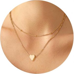 Kal-Colliers Femme Argent, Collier Pendentif Pour Femmes, Double Collier Femme Colier, Longueur Ajustable Collier Femme, Cadeau Pour Anniversaire,Noël,Fête Des Mères,Saint Valentin - Neuf