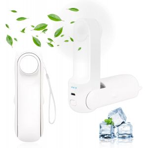 KALANKA-Ventilateur Portatif, Ventilateur de Poche,Mini ventilateur portable rechargeable par USB,Ventilateur à Main ,Ventilateur Silencieux Avec Banque d`alimentation et miroir pr bureau, extérieur - Neuf