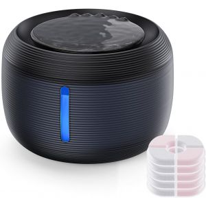 Johgee 2.5l Fontaine A Eau Chat,Ultra Silencieuse Distributeur Eau Chat Avec Fenêtre De Niveau D'eau Led, Anti Calcaire Avec 5 Packs De Filtres, Sans Bpa, Facile À Nettoyer, Filtre Fontaine - Neuf