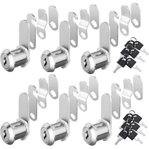 ASFASFq-6pcs Barillet Boite aux Lettres 20 mm avec 4 plaques de verrouillage diff&eacute;rentes, Serrure Boite aux Lettres avec Cl&eacute;s, Serrure Placard, Serrure Meuble - Neuf