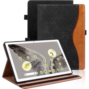 KAL-Coque Pour Google Pixel Tablet 2023 (11 Pouce) Housse Cuir Pu [R&eacute;veil/Veille Automatique] Etui De Protection Avec Support Fonction Et Poche Cartes Pour Google Pixel Tablette - Noir - Neuf