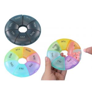 Pilulier Hebdomadaire De Voyage 2 Pi&egrave;ces, Bo&icirc;te &Agrave; Pilules De 7 Jours - Color&eacute; Et Noir - Neuf