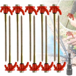 Eryi-Piquet Tente, 10 Pièces Sardines Camping, Sardines De Fixation En Acier Avec Perceuse Pour Tente Tarp Plage Jardin - Neuf