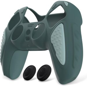 Coque Manette pour ps5 Protection Accessoire pour ps5 Controller Cover Housse Silicone avec Capuchon Joystick,&Eacute;dition Chevalier-Gris Templeton&Gris Jade - Neuf