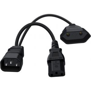 C14 vers Euro et C13 10A 250V C14 Rallonge Prise Euro 2 en 1 C14 vers Euro Femelle+C13 pour &eacute;lectrom&eacute;nagers TV Moniteur D'ordinateur (32cm) - Neuf