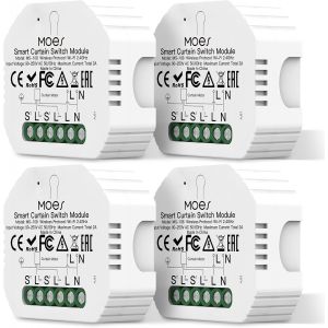 Interrupteur Module Volet Roulant Connecté, Commutateur Rideau Stores Wifi, Compatible Avec Alexa Google Home Smart Life Tuya Pour Commande Vocale, Intelligent Relais Domotique, 4P[MAT790723] - Neuf