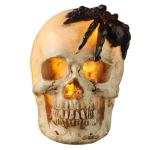 Lampe Squelette D'halloween - Statue De Crâne Humain Très Réaliste - Décoration D'intérieur - Lampe Led Réglable Avec Araignée Noire, Meilleur Cadeau, Lampe De Bureau Crâne D'halloween - Neuf