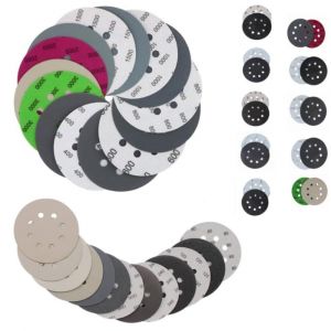 50 PCS Disques de Ponçage 125 mm Papier Abrasif Set 60 120 240 400 600 800 1000 1500 2000 3000 Disques Abrasifs 8 Trous Ponceuse Excentrique Papier Abrasif pour Métal Bois Peinture Auto - Neuf