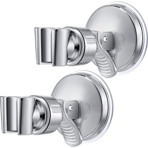 CAP-Support de pommeau de douche réglable à ventouse pour salle de bain - Support de montage en plastique ABS avec chrome poli pour marbre, verre, métal, céramique (2, clé argentée) - Neuf