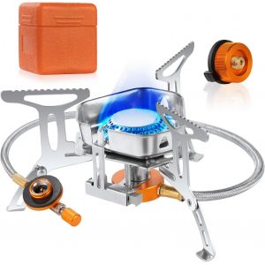 Camping Gas Stove,3500w Portable Folding Camping Burner With Ignition Button,Light Weight Single Head Windproof Adjustable Fire Power,For Camping/Hiking/Picnic/Outdoor - Neuf
