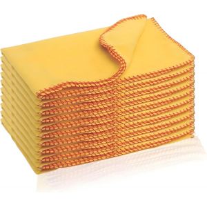 KALANKA-Lot de 10 chiffons de nettoyage jaunes pour voiture, v&eacute;lo, fen&ecirc;tre, TV, table d'enfant, cuisine, PC, chiffon doux pour huiler, bois, coton, facile &agrave; nettoyer, r&eacute;utilisable et lavable (10, 30 - Neuf