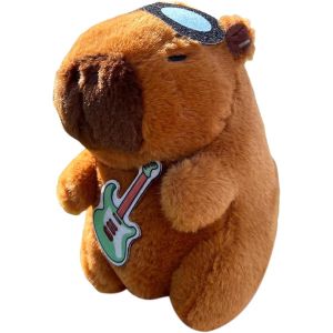 KALANKA-Guitare Capybara Peluche Jouet, 23cm réaliste et Doux Capybara Peluche Animal Tenant Mini Guitare, Belle Musique Cadeau en Peluche pour Les Enfants, Les garçons et Les Filles - Neuf