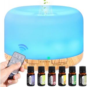 Jgd-500ml Diffuseur D'huiles Essentielles, Humidificateur D'aromath&eacute;rapie &Agrave; Ultrasons Avec Huiles Essentielles, Humidificateur D'aromath&eacute;rapie Led 7 Couleurs Pour Salon Chambre Bureau Yoga - Neuf