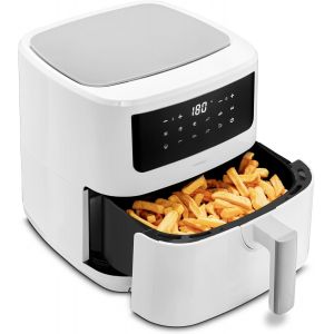 NouvelHorizonstore-Air Fryer P10 XL Duo (Double r&eacute;sistance, distribue la chaleur uniform&eacute;ment, capacit&eacute; 6,8 L XXL, 2150 W, 9 programmes automatiques, ecran tactile digital, MD11750) blanc - Neuf