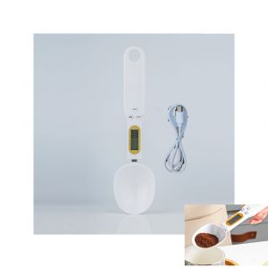 1 balance à cuillère (blanche, environ 23,5 x 3 x 5,7 cm) : balance à cuillère numérique avec écran LCD, pour poudre et épices, jusqu'à 500 g - Neuf