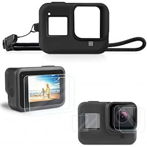 Etui en Silicone Compatible avec GoPro Hero 8,Coque en Silicone,4 Protection d'écran en Verre trempé,2 Films de Protection pour Objectif,Lanière,GoPro Hero 8 Protection Kit d'accessoires - Neuf