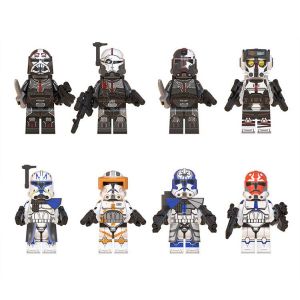 8 pièces star wars mini figurine action garde blocs de construction jouet - costume de soldat robot - combat figure assemblée - jouets amusants - thème style pendules - Neuf