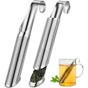 Kalanka-2pcs Infuseurs Acier Inoxydable Tube En Acier Inoxydable Passoire &Agrave; &Eacute;pices Herbes Filtre De Th&eacute; Et Couvercle Universel, Filtre &Agrave; Th&eacute; Pour Th&eacute;i&egrave;re, Mug, Tasse, Bouteille - Lot De 2 - Neuf
