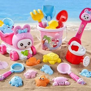 Camion de Plage Lapin avec 14 Accessoires – Jouets de Sable et Eau avec Seau, Pelles et Créatures Marines Colorées - Neuf