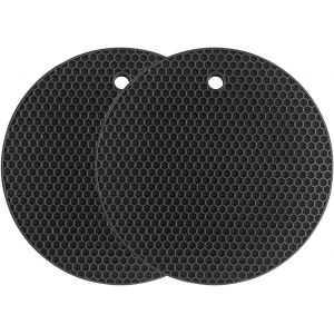 (Black)Tapis De Dessous De Plat En Silicone Tapis De Séchage Polyvalent Résistant À La Chaleur Jusqu'à 464 ° F, Support De Pot, Étanche, (Lot De 2) Antidérapant, Flexible, Durable - Neuf