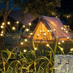 Lot de 4 guirlandes lumineuses solaires d'extérieur, 10 LED, étanches IP65, pour jardin, terrasse, arbustes, décoratives (multicolore) - Neuf