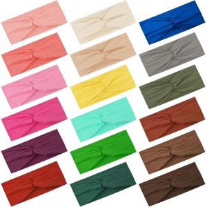 18 Pi&egrave;ces Bandeau Cheveux Femme &Eacute;lastique Bandeau Cheveux Large Serre T&ecirc;te Croix Nou&eacute; Bandeaux De Sport Antid&eacute;rapant Pour Fille Femme Yoga Sport, 18 Couleurs - Neuf