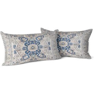Eryi-Bohemian Blossom Taies D'oreiller, Set De 2 Couleurs Bohemian Flower Decoration Coussins Chambre Canapé Taies D'oreiller, Décoration De La Maison(Bleu Ciel) - Neuf
