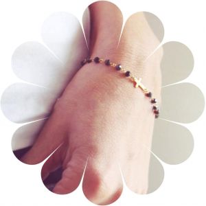 Kalsw-Simple Or Minuscule Croix Bracelet Main Cha&icirc;ne Dainty Mignon Punk Noir Cha&icirc;ne De Perles &Agrave; La Main Boho Bracelets Bijoux Cadeaux Pour Femmes Adolescentes Filles - Neuf