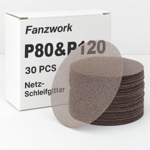 Lot de 30 Disques Abrasifs en Maille Ø 150 mm (15 x Grain 80,15 x Grain 120)-Compatibles avec Toutes les Ponceuses Excentriques Ø 150 mm. - Neuf