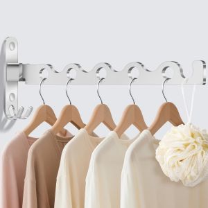 Mdy-Étendoir Mural, Cintre Mural Support De Séchage Pliable Crochet Cintre Pour Balcon Rotation 90° Porte-Vêtements Pliable Mural Pour Salle Bain, Chambre, Hôtel, Buanderie (Argent) - Neuf
