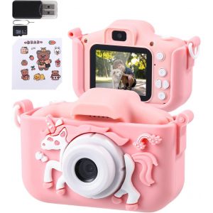 KALANKA-Appareil Photo Enfant,2.0 Pouces Enfant Appareil Photo Num&eacute;rique,1080P HD Appareil Photo Enfant avec 32GB SD Carte,Mini Cam&eacute;ra Jouet Rechargeable Cam&eacute;scope Cadeau pour Filles et Gar&ccedil;ons 3-10 - Neuf