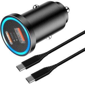 ERYI-63W Chargeur Voiture Usb C 45W & Usb A 18W Avec Cable Pour Samsung Galaxy S24/S23 Plus/S25 Ultra/S22 S21 S20 Fe A56 A26 A55 5G A25 A15 A35 A15 A54 A34 A53 A23 A33 Iphone 15 16 Pro Rapide Allume - Neuf