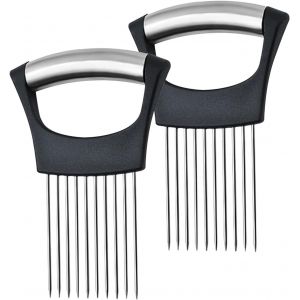 Chenquansarl-2 Pièces Support Amélioré Pour Oignons À Couper, Support Pour Tranches D'oignons En Acier Inoxydable, Aide À La Découpe D'oignons, Pour Viande, Carotte, Pommes De Terre, Tomates, Citron - Neuf