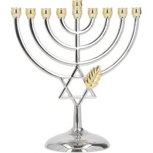 Porte-Bougie Juive 9 Branches, Vintage Ornement De La Menorah Juive Métal Bougie Titulaire Bougeoir À 9 Branches Temple Juif Menorah Bougie Stand Pour La Décoration De La Maison - Neuf