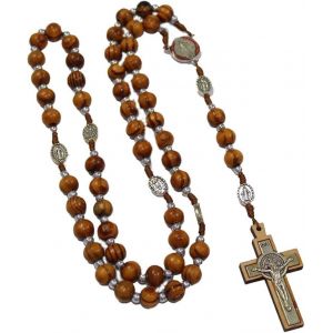 Collier Chapelet Catholique En Bois Naturel Avec Croix En Alliages Pour Femme Bijoux Religieux Élégants Et Spirituels - Neuf