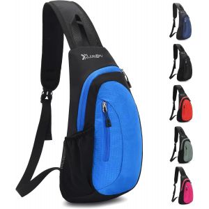 CHENG-Sacoche Homme Bandouliere Grande Capacité Sac de Poitrine Homme et Femme Léger Étanche Sling Petit Sac à Dos pour Hommes Femmes Randonnée Cyclisme Voyager Plein Air Bleu Brillant - Neuf