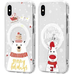 SJZG-2 Pi&egrave;ces No&euml;l Coque Magn&eacute;tique Pour Iphone Xs Max 6,5'', Etui En Motif Dessin Cadeau De No&euml;l Compatible Avec Magsafe, Housse Christmas Silicone Tpu Bumper Cover Pour Iphone Xs Max, No&euml;l 04 - Neuf