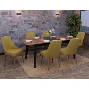 Lot de 6 chaises de salle &agrave; manger HWC-O27, chaise de cuisine rembourr&eacute;e Chaise, tissu/textile (280g/m&sup2;) m&eacute;talvert - Neuf