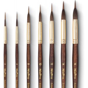 Mevronisshop-8 Pinceaux Aquarelle Professionnels, Pointe Fine Allong&eacute;e, Poils De Martre Et Pointe Synth&eacute;tique Extra-Longue Pour Une Pr&eacute;cision Optimale- Peinture Aquarelle, Acrylique, Gouache Et Encre - Neuf