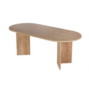 Table &agrave; manger en bois "Sabella" 200 x 90 x 75 cm - Ch&ecirc;ne saphir - Neuf