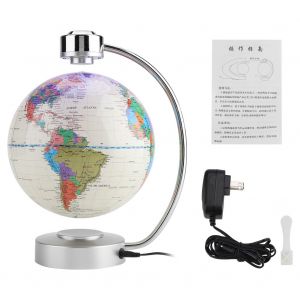 Globe terrestre flottant magnetique rotatif a levitation, blanc - Neuf