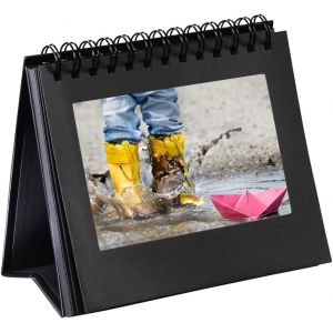 MAA-Chevalet album photo vierge à spirale (album photo traditionnel 18 cm x 16,5 cm, 12 pages noires, pour 12 ou 24 photos de 10 cm x 15 cm ou 11 cm x 15 cm, avec dictons) Noir - Neuf