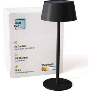 Led Lampe De Table D'extérieur | Lampe Mobile D'extérieur Sans Fil Avec Solaire | 3 Niveaux De Toucher | Dimmable | Lampe De Table Alimentée Par Batterie (300 Lm, 3000 K) | En Métal & - Neuf
