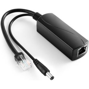 Gigabit PoE Splitter 12V/2A DC 5.5*2.5mm Connecteur,Sortie 48V PoE vers DC 12V/2A,Compatible DC 5.5*2.1 mm,IEEE802.3af/at 10/100/1000Mbps,Adaptateur PoE actif Plug & Play (PS5712TG-25) - Neuf